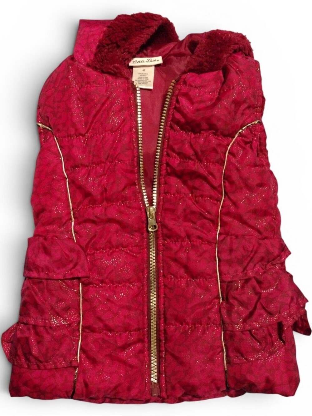 Little Lass Sparkle Ruby Quilted Puffer Vest
